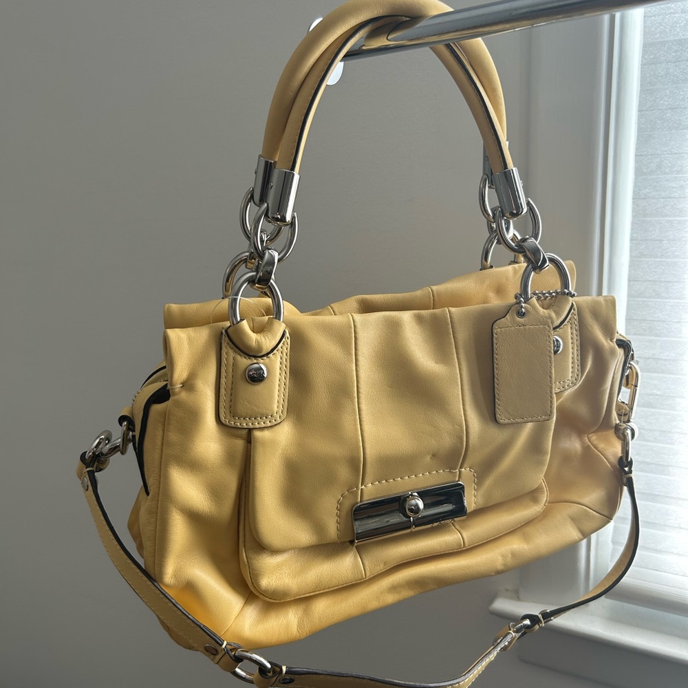 Coach Yellow Shoulder Bag with Silver Accents